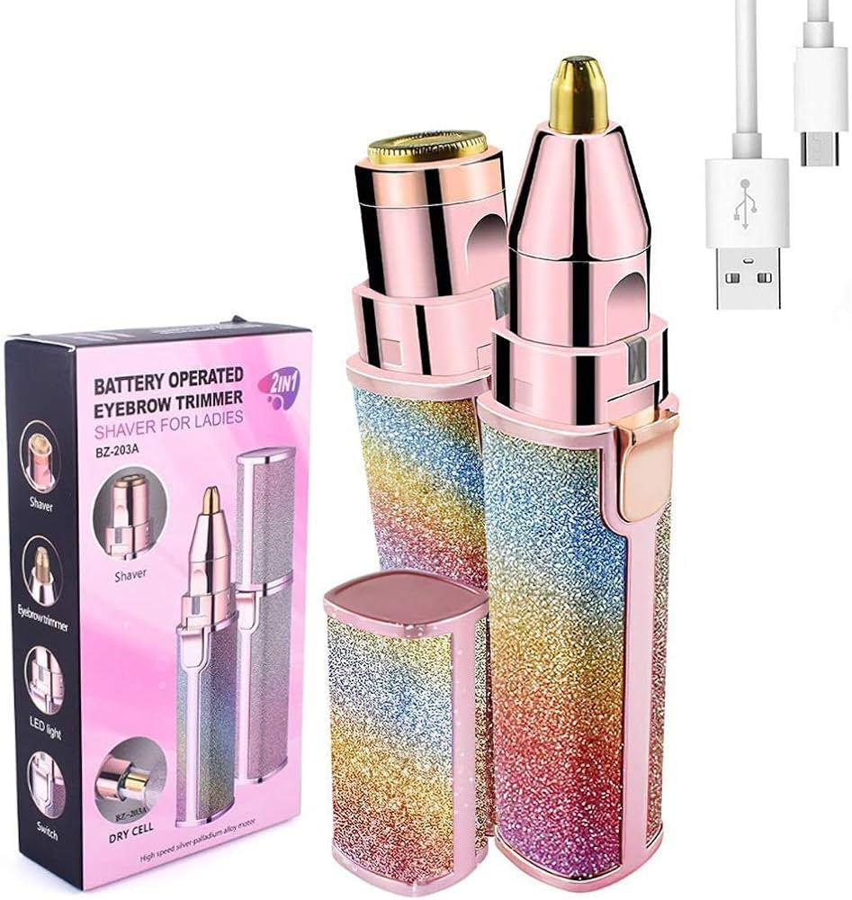 YESX 2-in-1 battery-operated eyebrow trimmer and facial shaver