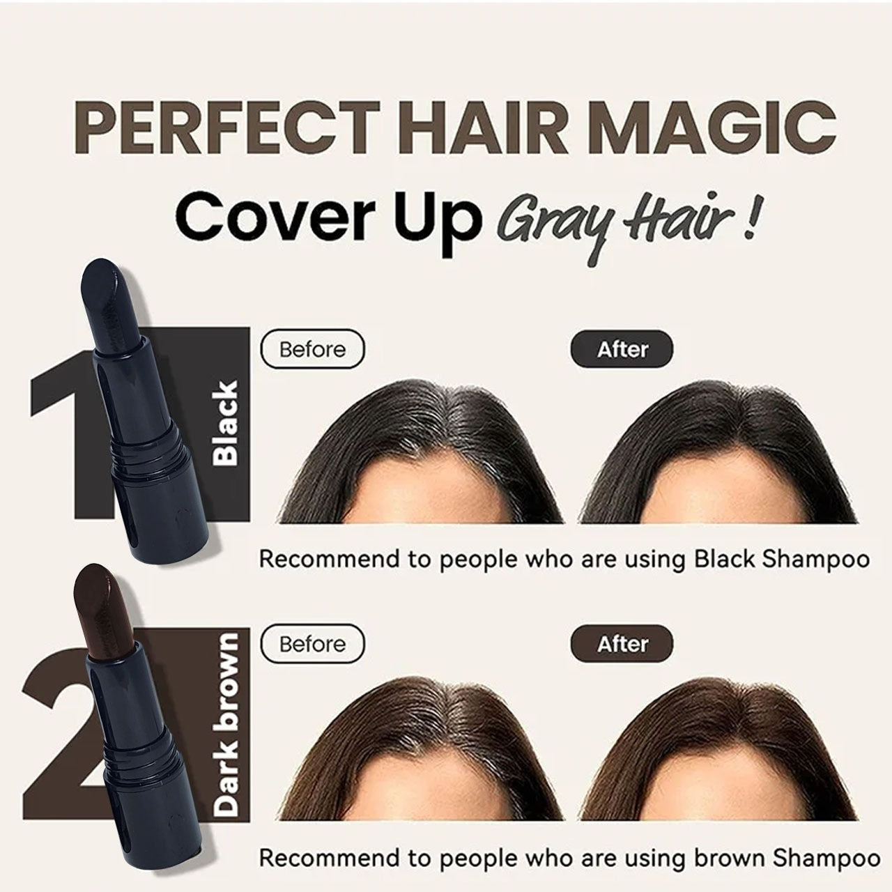 Lipstick Shape Hair Dye Pen Covering White Hair Disposable Color Stick